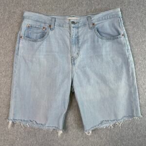 Levi's Shorts Light Blue Womens Size 32 Low Pro Straight High Rise Raw Hem Denim